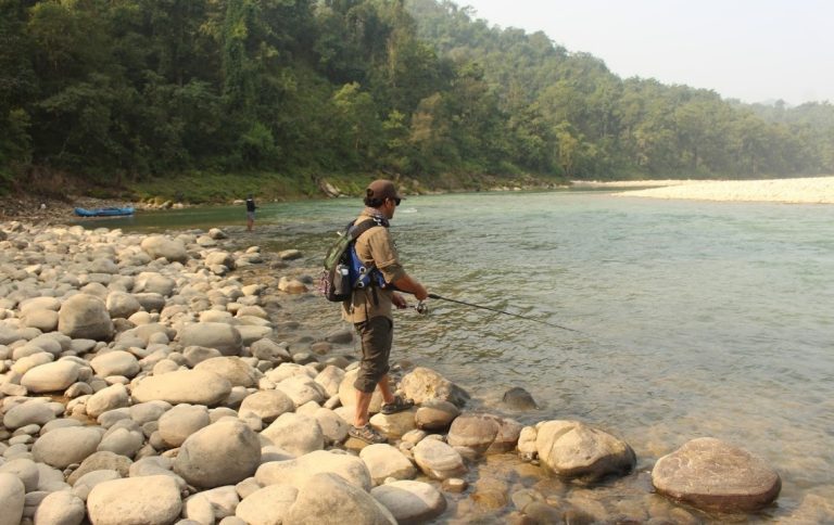 Early morning fishing scene on Babai River