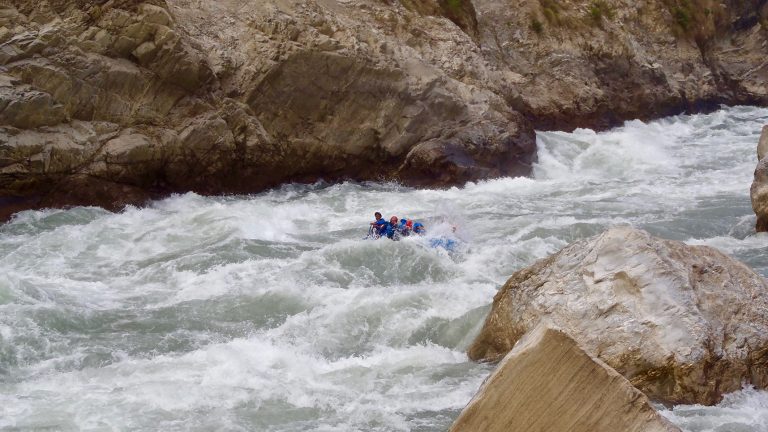 White water rafting Harkapur rapids (Class V) , Sun Koshi river, Nepal