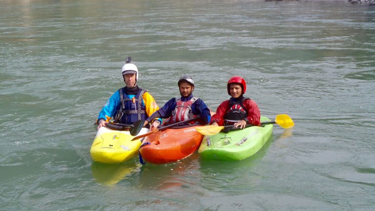 Kayaking on Sun Koshi river, Nepal.