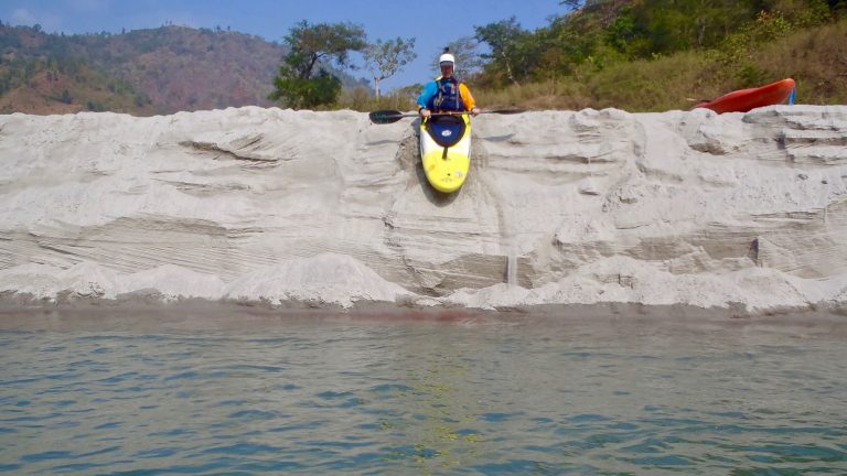 Kayaking on Sun Koshi river, Nepal.